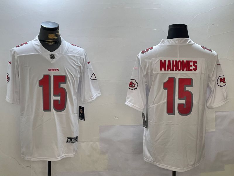 Men Kansas City Chiefs #15 Mahomes White Second generation 2024 Nike Limited NFL Jersey style 1